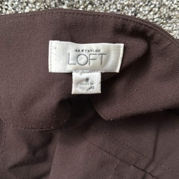 Loft Brown Pleated Back Knee Length Skirt with Button Feint Design - Picture 7 of 7